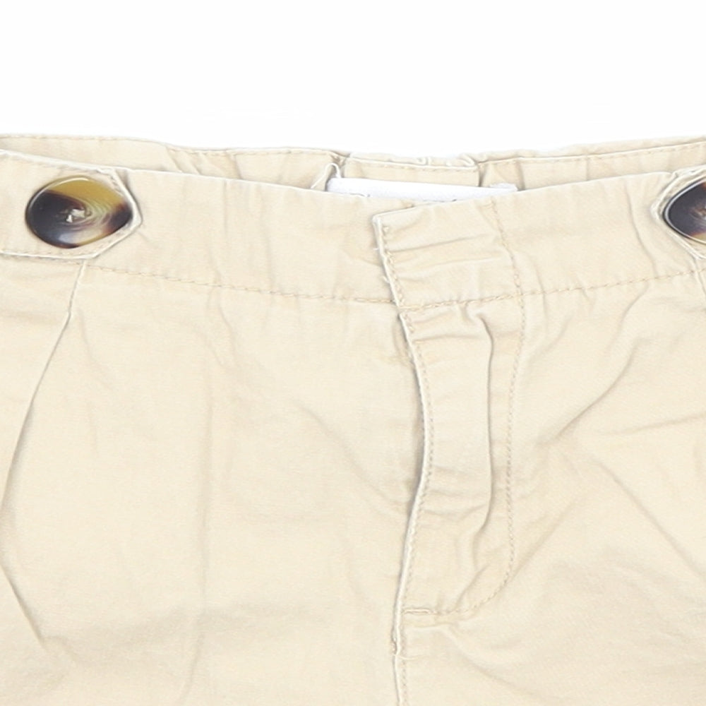 Zara Girls Beige Cotton Chino Shorts Size 10 Years Regular Zip - Pockets