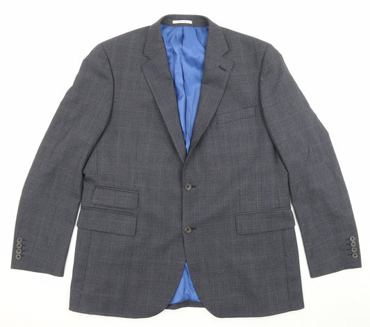Chester Mens Blue Wool Jacket Suit Jacket Size 46 Regular