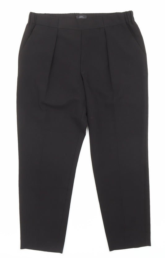 Topshop Womens Black Polyester Trousers Size 10 L25 in Regular Zip
