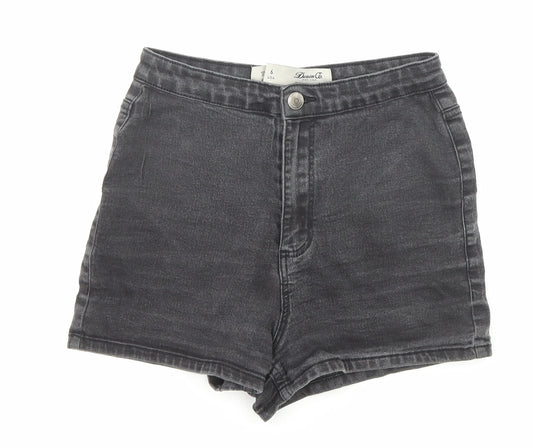 Denim & Co. Womens Black Cotton Basic Shorts Size 10 Regular Zip