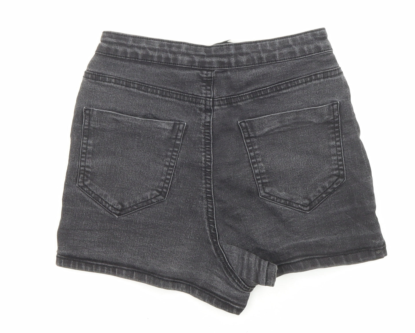 Denim & Co. Womens Black Cotton Basic Shorts Size 10 Regular Zip