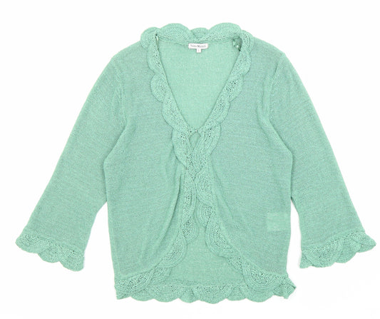 Nina Murati Womens Green V-Neck Polyester Cardigan Jumper Size L