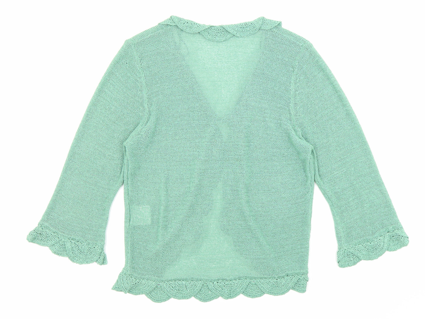 Nina Murati Womens Green V-Neck Polyester Cardigan Jumper Size L