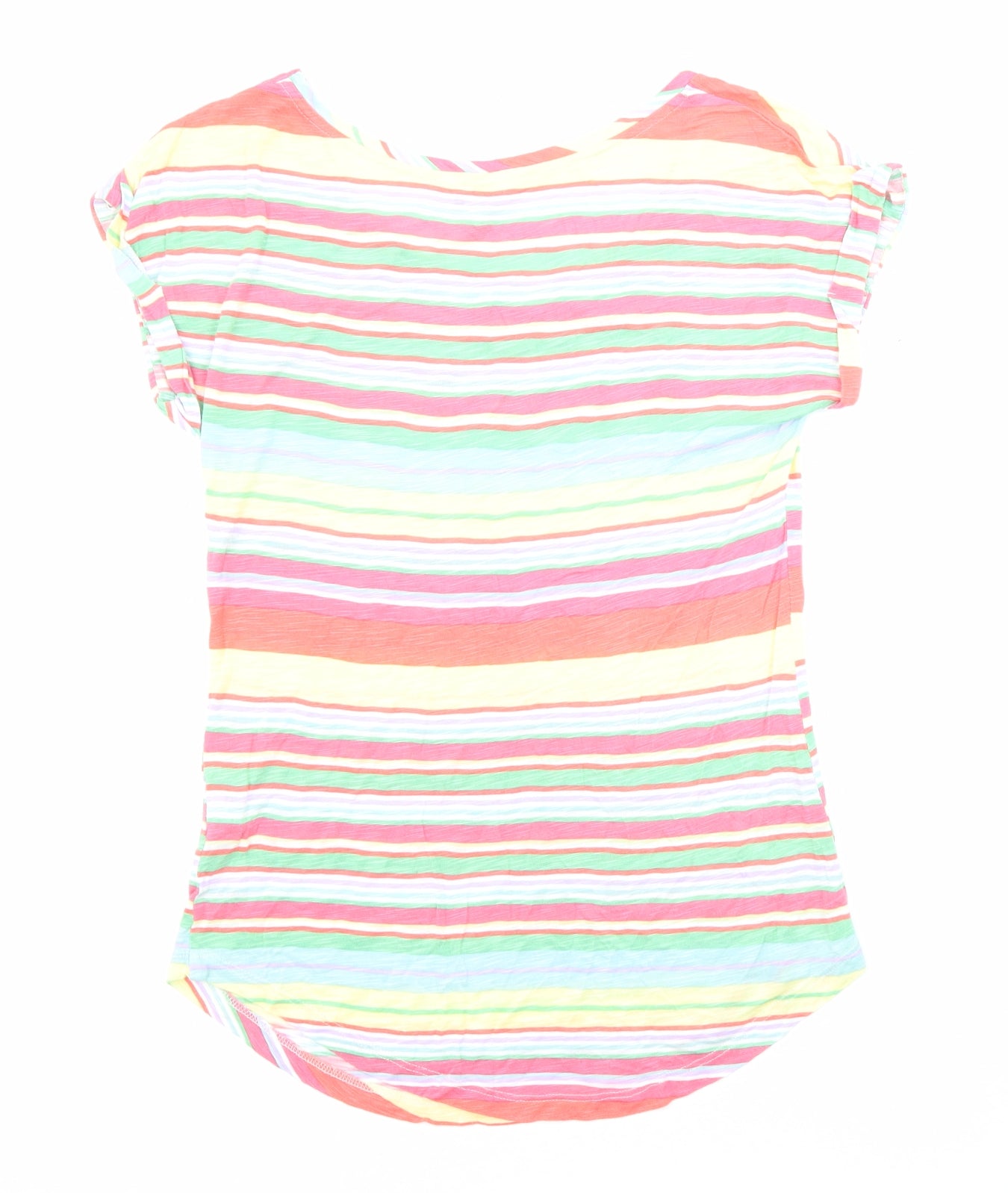 Monsoon Womens Multicoloured Striped Viscose Jersey T-Shirt Size S Boat Neck