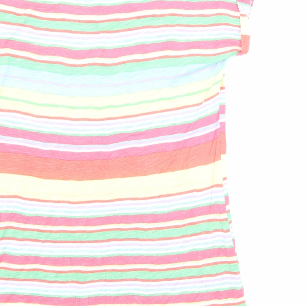 Monsoon Womens Multicoloured Striped Viscose Jersey T-Shirt Size S Boat Neck