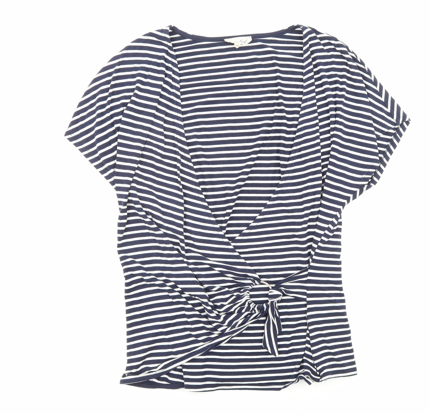 Phase Eight Womens Blue Striped Modal Basic Blouse Size 14 V-Neck