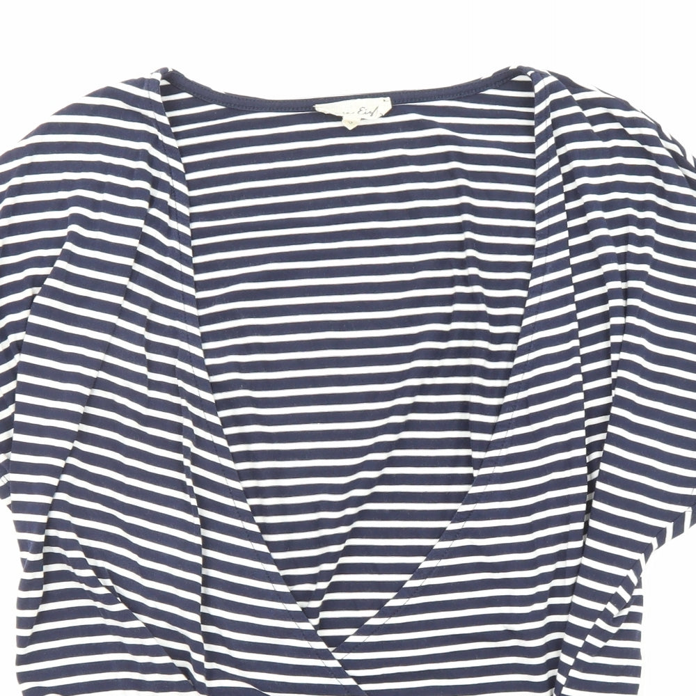 Phase Eight Womens Blue Striped Modal Basic Blouse Size 14 V-Neck