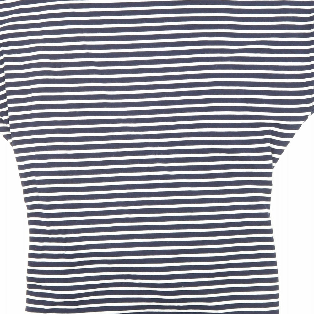 Phase Eight Womens Blue Striped Modal Basic Blouse Size 14 V-Neck