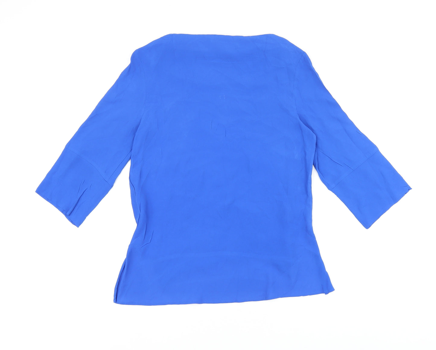 Zara Womens Blue Polyester Basic Blouse Size 8 Boat Neck