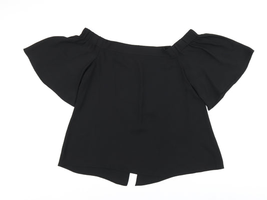 River Island Womens Black Polyester Basic Blouse Size 12 Square Neck