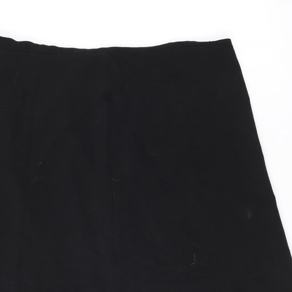 David Emanuel Womens Black Geometric Polyester Flare Skirt Size 18 Zip - Embroidery