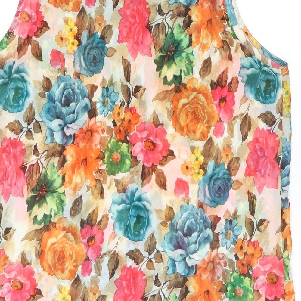 Brave Soul Womens Multicoloured Floral Polyester Basic Button-Up Size XS Collared