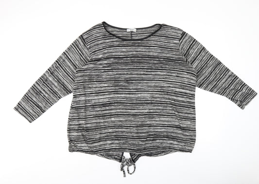 Daisy Eldridge Womens Grey Striped Polyester Jersey T-Shirt Size XL Round Neck