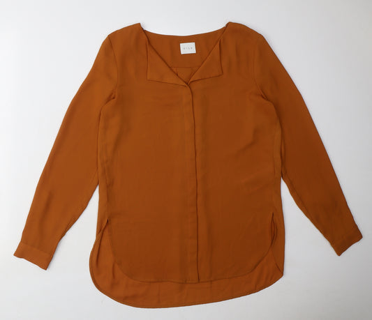 VILA Womens Orange Polyester Basic Blouse Size XS Collared