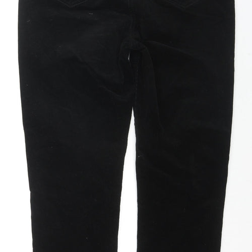 John Lewis Womens Black Cotton Trousers Size 14 L26 in Regular Zip