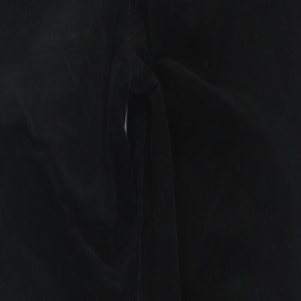 John Lewis Womens Black Cotton Trousers Size 14 L26 in Regular Zip