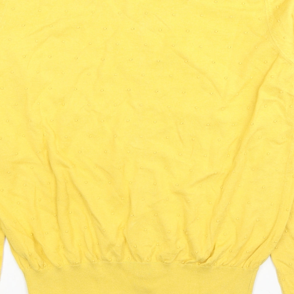 Dickins & Jones Womens Yellow Round Neck Cotton Cardigan Jumper Size L