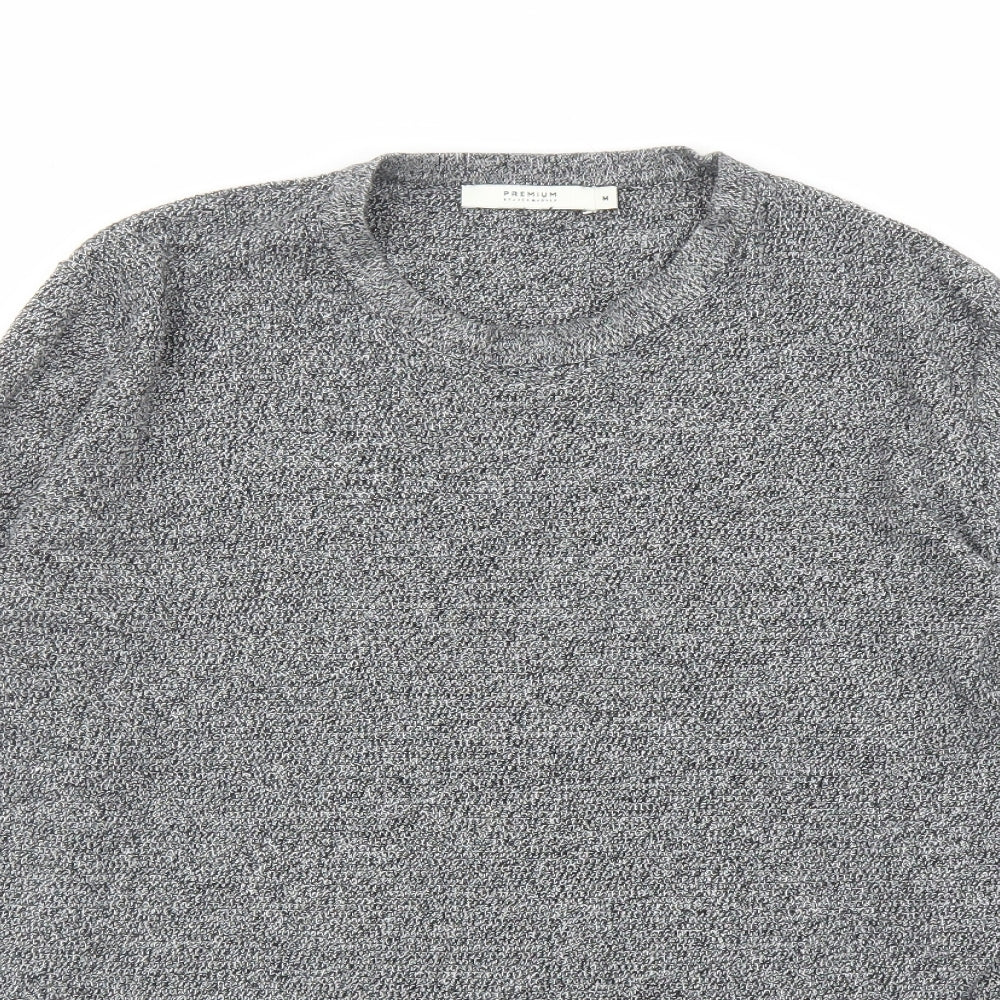 JACK & JONES Mens Grey Round Neck Cotton Pullover Jumper Size M Long Sleeve