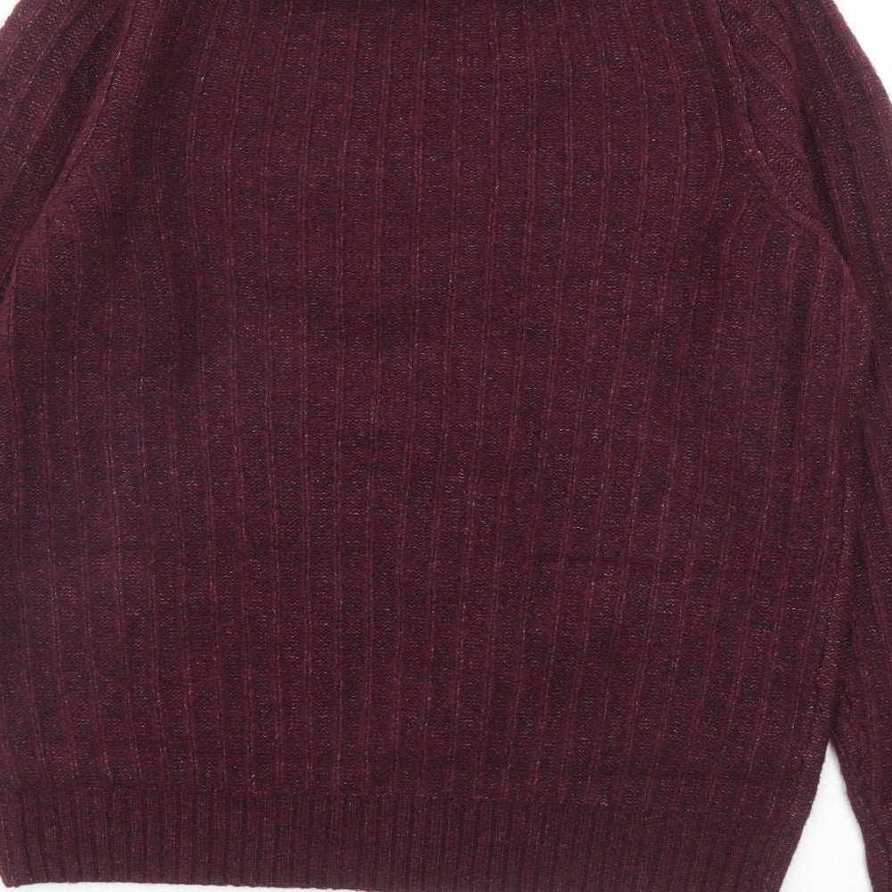 Marks and Spencer Mens Red Round Neck Acrylic Pullover Jumper Size M Long Sleeve