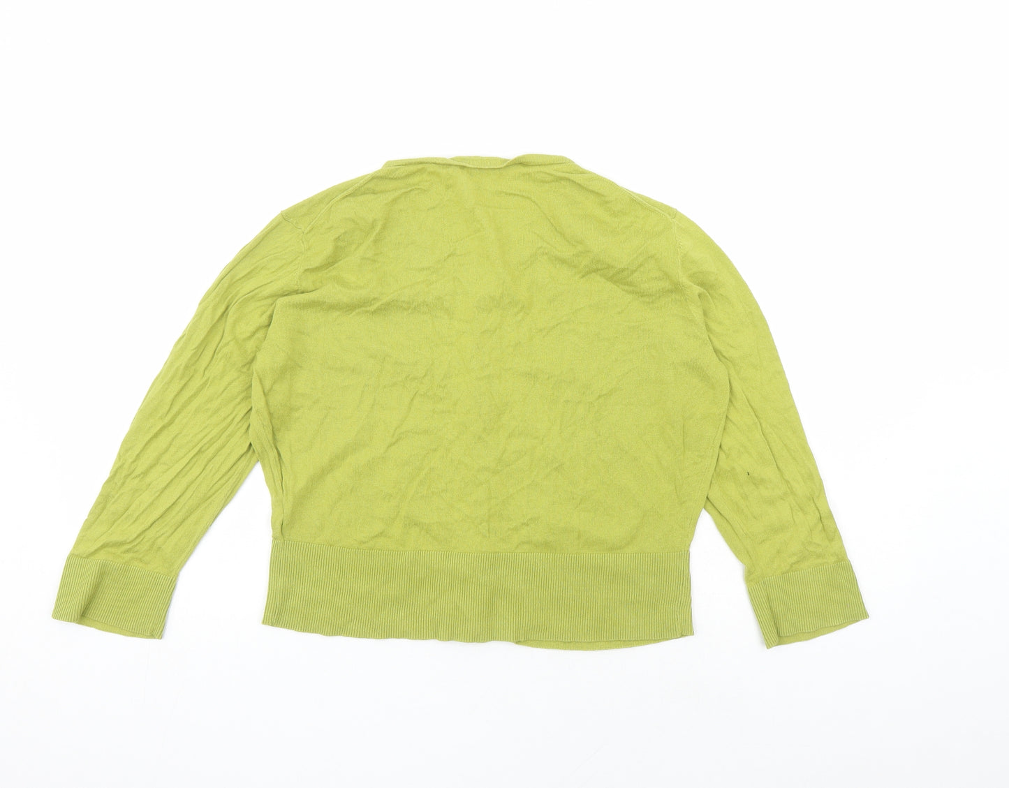 Hobbs Womens Green V-Neck Cotton Cardigan Jumper Size L