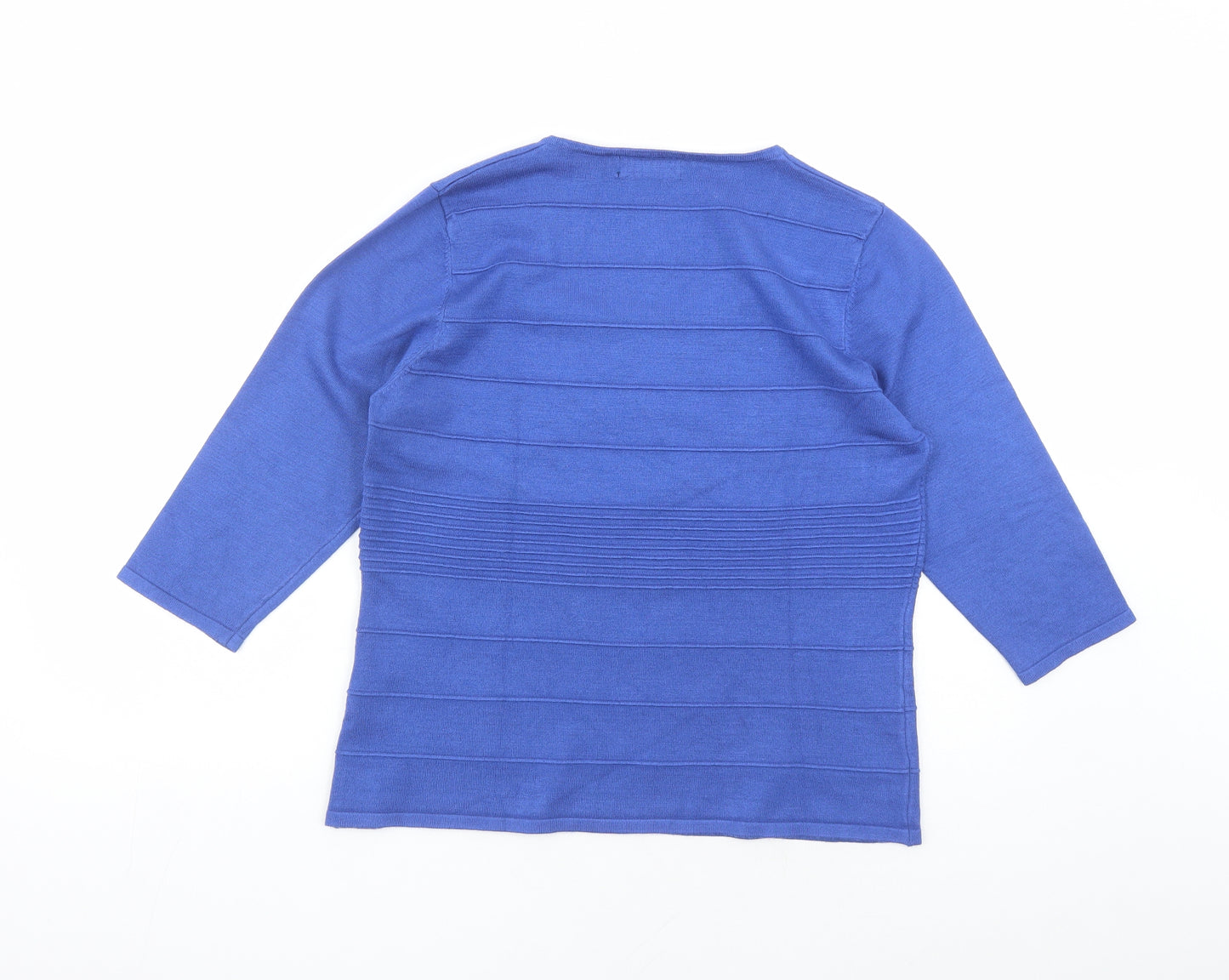 Alexara Womens Blue Square Neck Viscose Pullover Jumper Size L