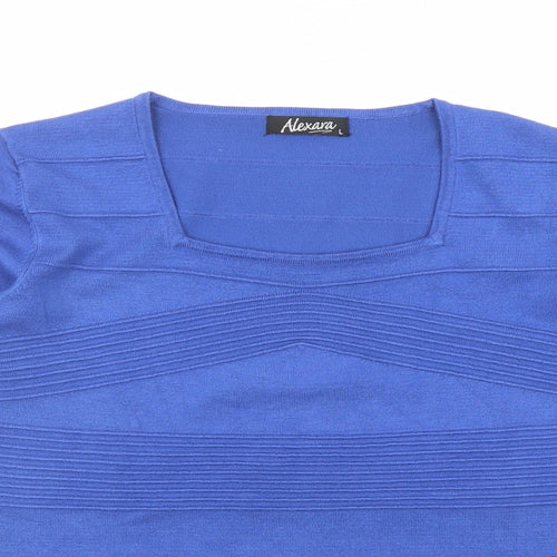 Alexara Womens Blue Square Neck Viscose Pullover Jumper Size L