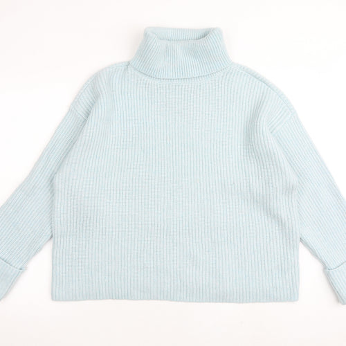 Marks and Spencer Womens Blue Roll Neck Polyamide Pullover Jumper Size L