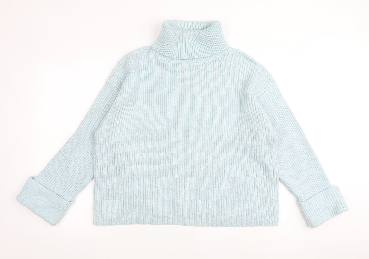 Marks and Spencer Womens Blue Roll Neck Polyamide Pullover Jumper Size L