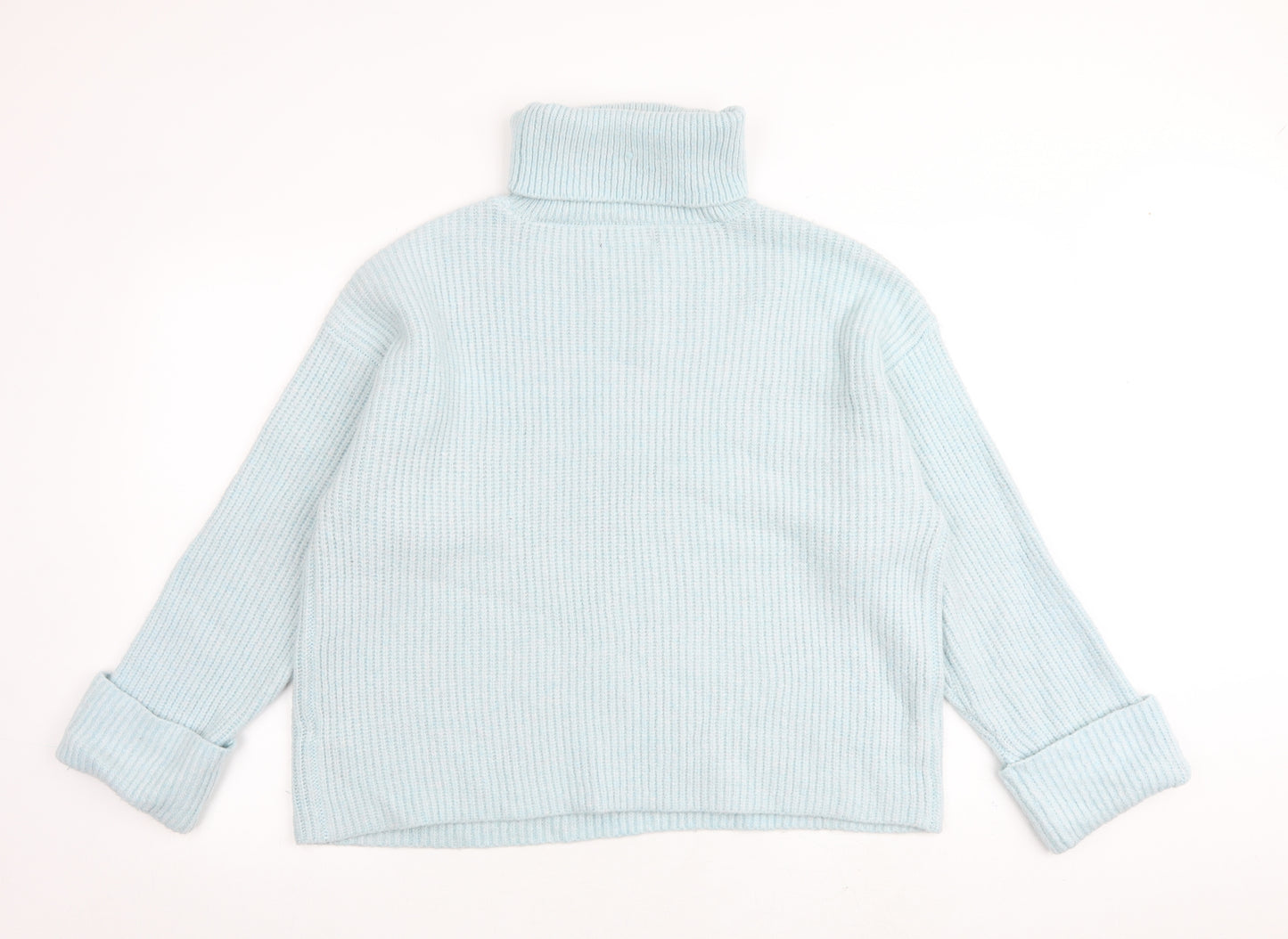 Marks and Spencer Womens Blue Roll Neck Polyamide Pullover Jumper Size L