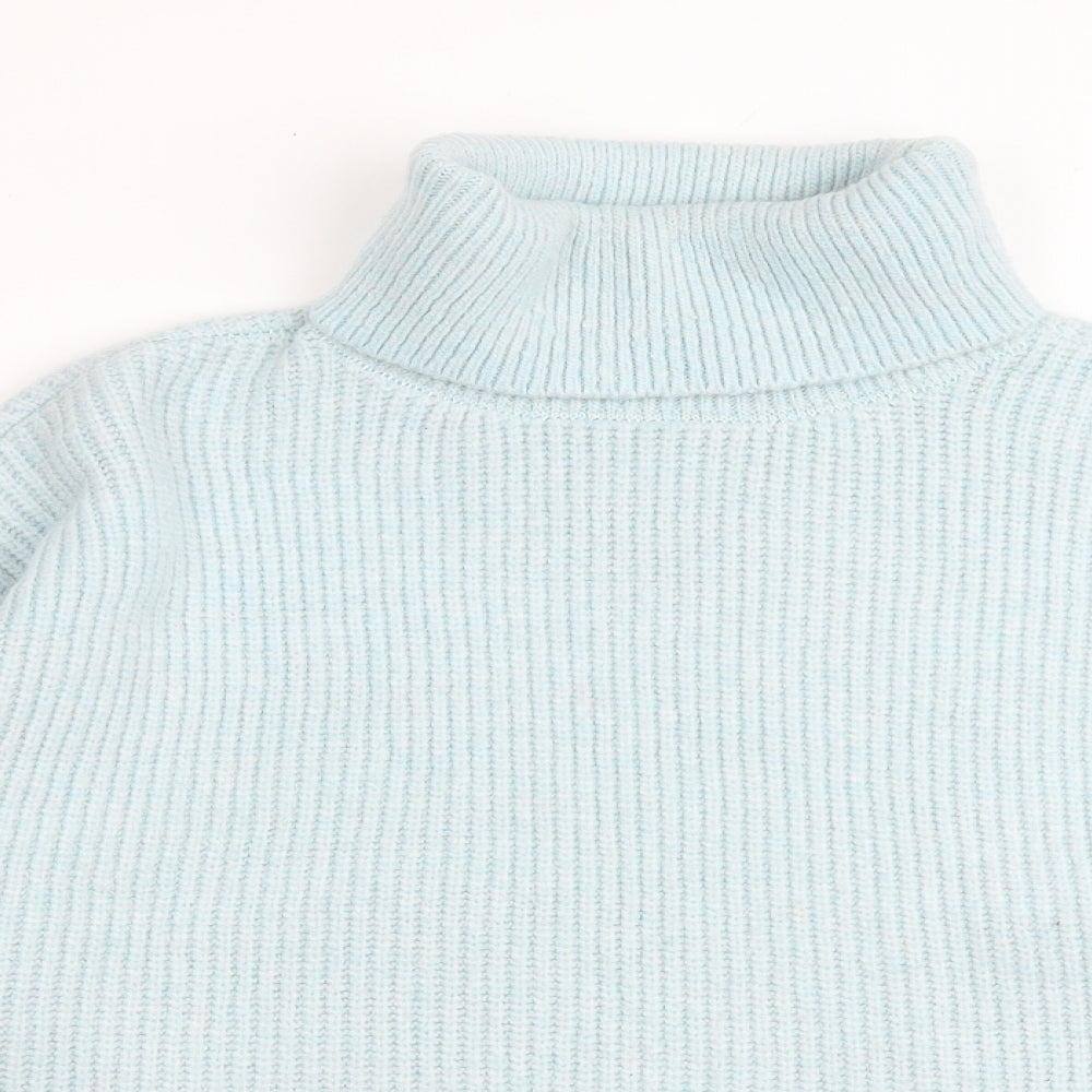 Marks and Spencer Womens Blue Roll Neck Polyamide Pullover Jumper Size L