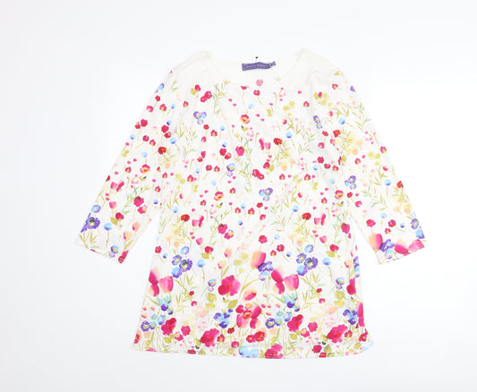 Autonomy Womens Multicoloured Floral Polyester Basic Blouse Size 10 Round Neck