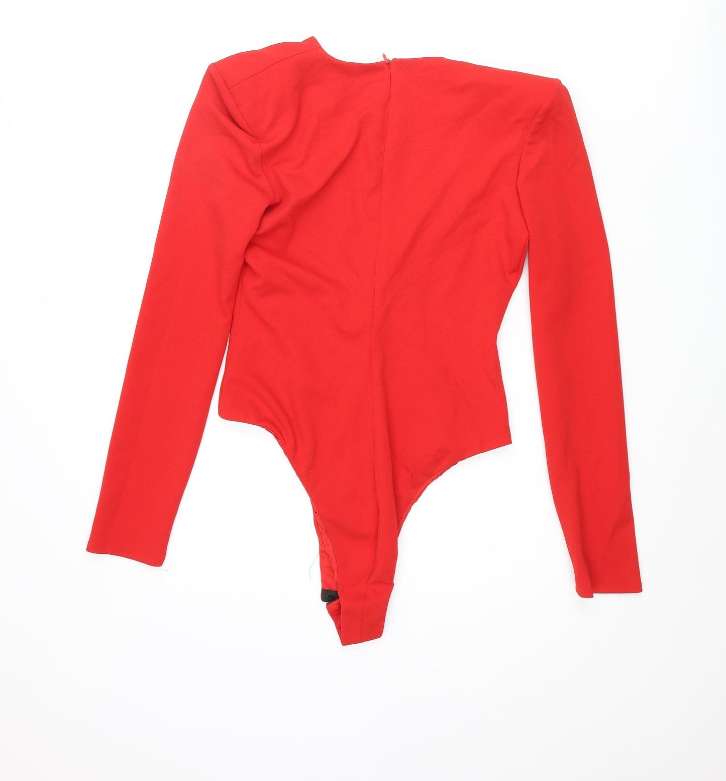 Zara Womens Red Polyester Bodysuit One-Piece Size M Zip - Shoulder Pad