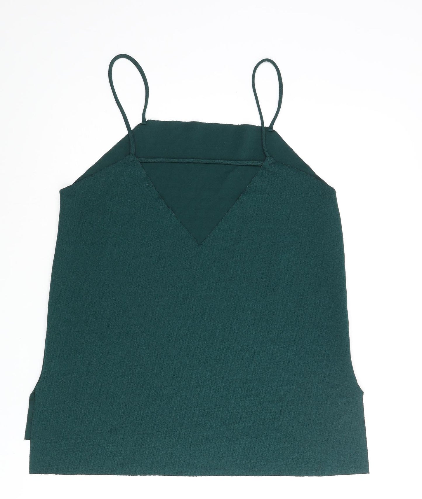 Pull&Bear Womens Green Polyester Camisole Blouse Size L Square Neck - Raw Finish