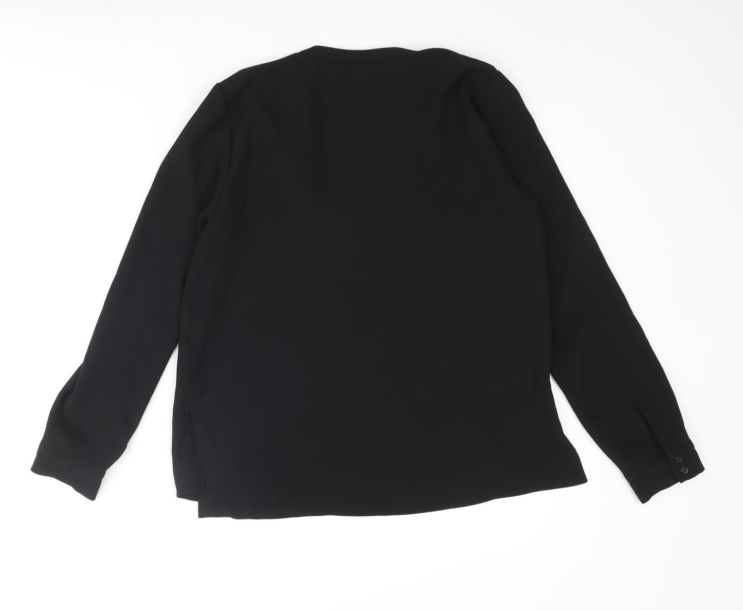 Zara Womens Black Polyester Basic Blouse Size M V-Neck