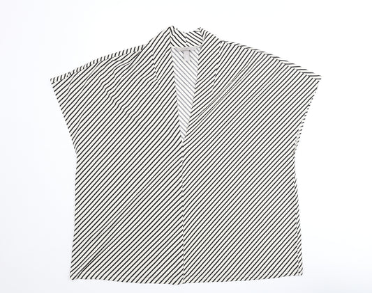 H&M Womens Ivory Striped Polyester Basic Blouse Size XL V-Neck