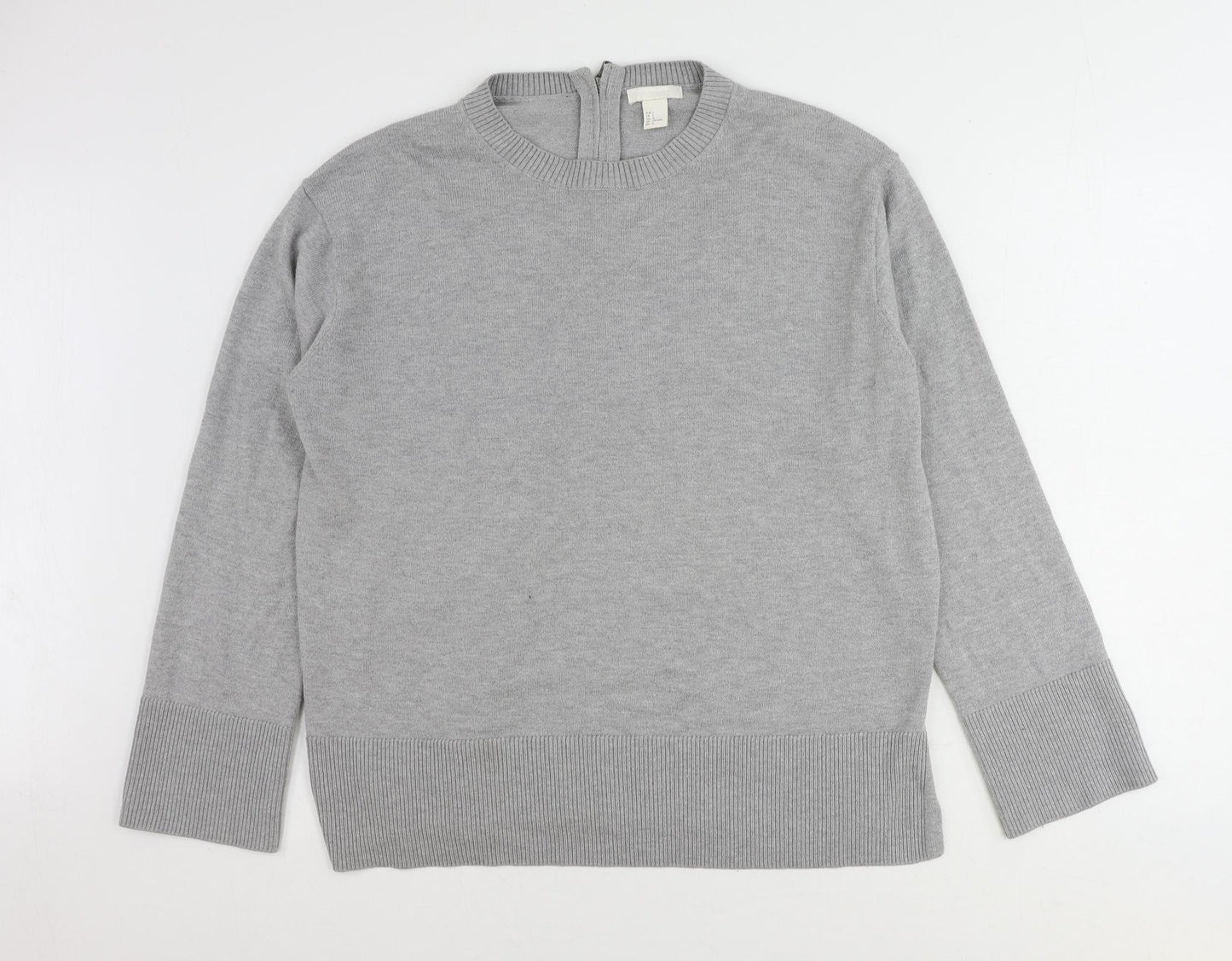 H&M Womens Grey Round Neck Polyester Pullover Jumper Size L