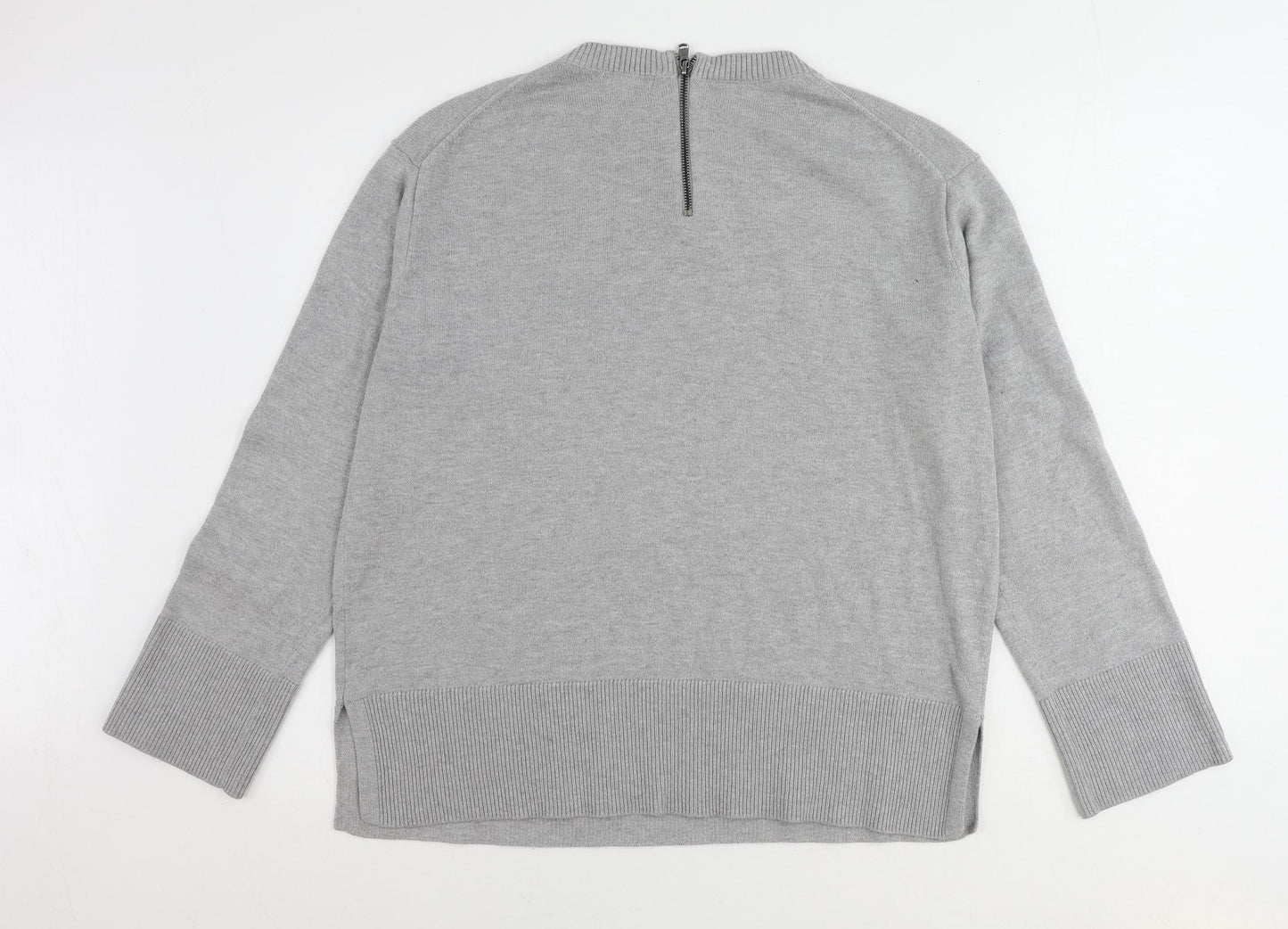 H&M Womens Grey Round Neck Polyester Pullover Jumper Size L