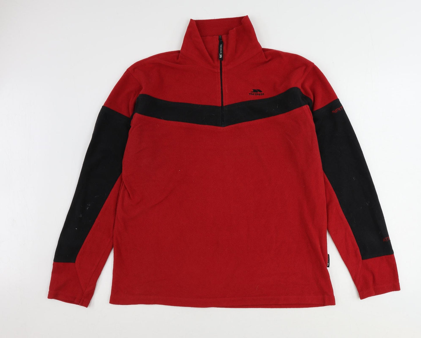 Trespass Mens Red Polyester Pullover Sweatshirt Size M - Quarter-Zip