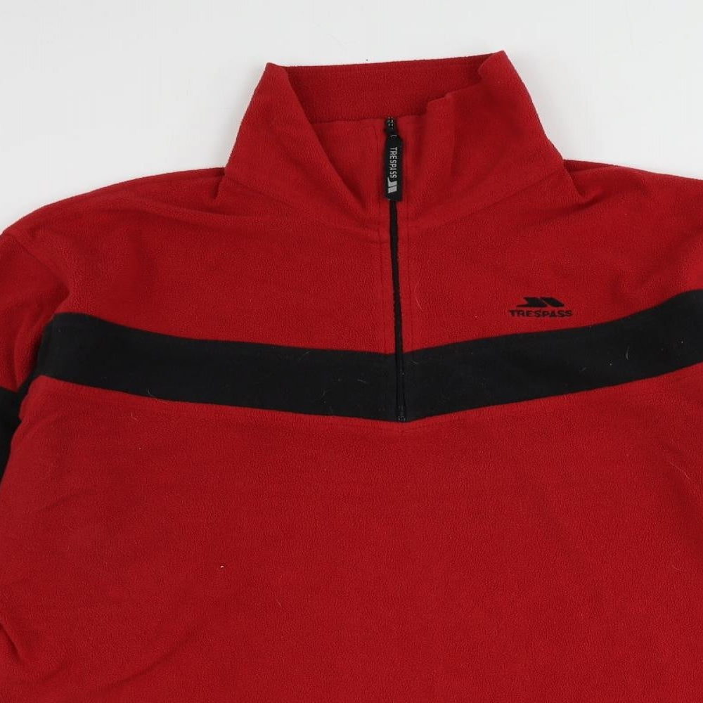 Trespass Mens Red Polyester Pullover Sweatshirt Size M - Quarter-Zip