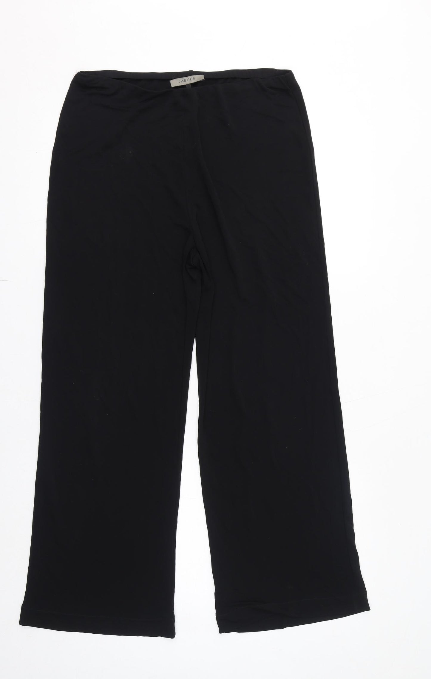 Jaeger Womens Black Viscose Trousers Size 14 L28 in Regular