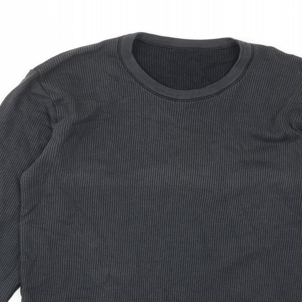 Marks and Spencer Mens Grey Cotton Pullover Sweatshirt Size M - Stretch