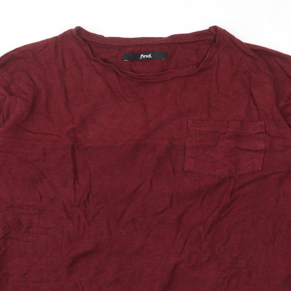 find. Mens Red Cotton T-Shirt Size M Crew Neck - Pocket