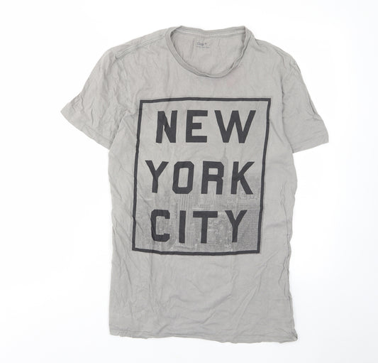 Gap Mens Grey Cotton T-Shirt Size M Crew Neck - New York City