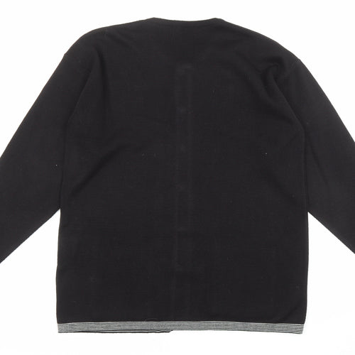 Paramour Womens Black Crew Neck Acrylic Cardigan Jumper Size L - Pockets