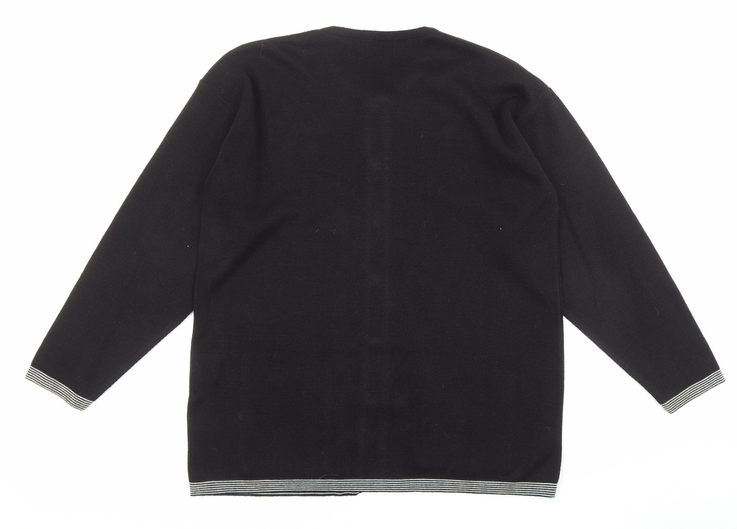 Paramour Womens Black Crew Neck Acrylic Cardigan Jumper Size L - Pockets