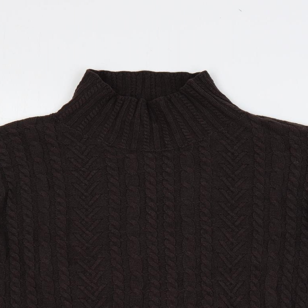 Marks and Spencer Womens Brown High Neck Cotton Pullover Jumper Size L