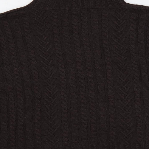 Marks and Spencer Womens Brown High Neck Cotton Pullover Jumper Size L