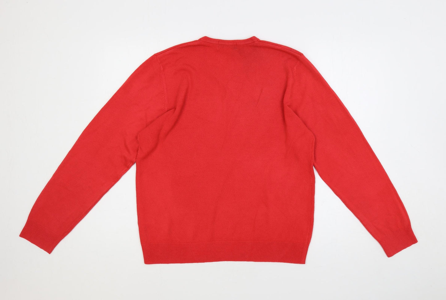 Blue Harbour Mens Red V-Neck Acrylic Pullover Jumper Size M Long Sleeve