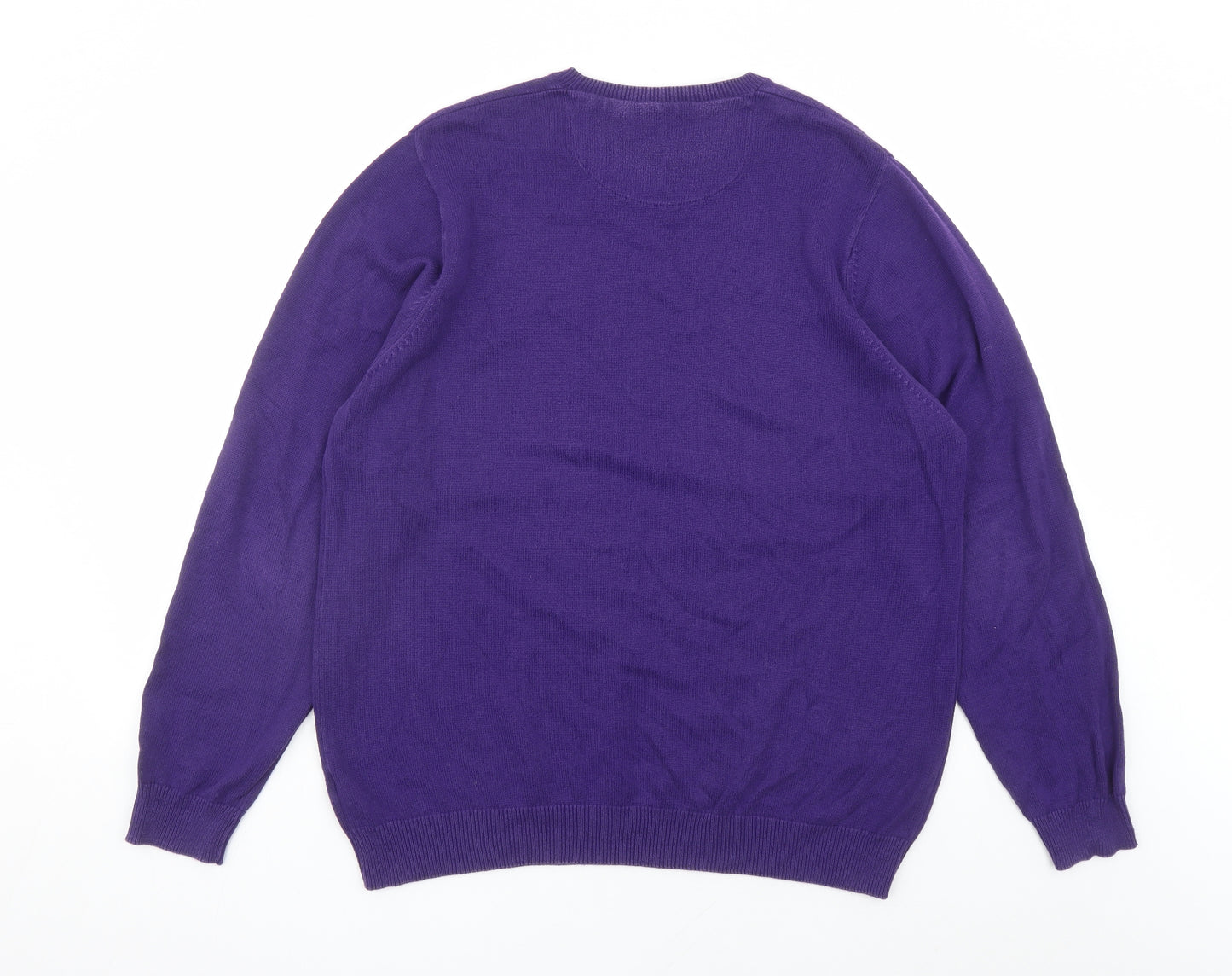 Blue Harbour Mens Purple Round Neck Cotton Pullover Jumper Size L Long Sleeve