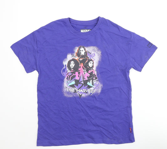 Marvel Boys Purple Cotton Basic T-Shirt Size 11-12 Years Crew Neck Pullover - The Marvels